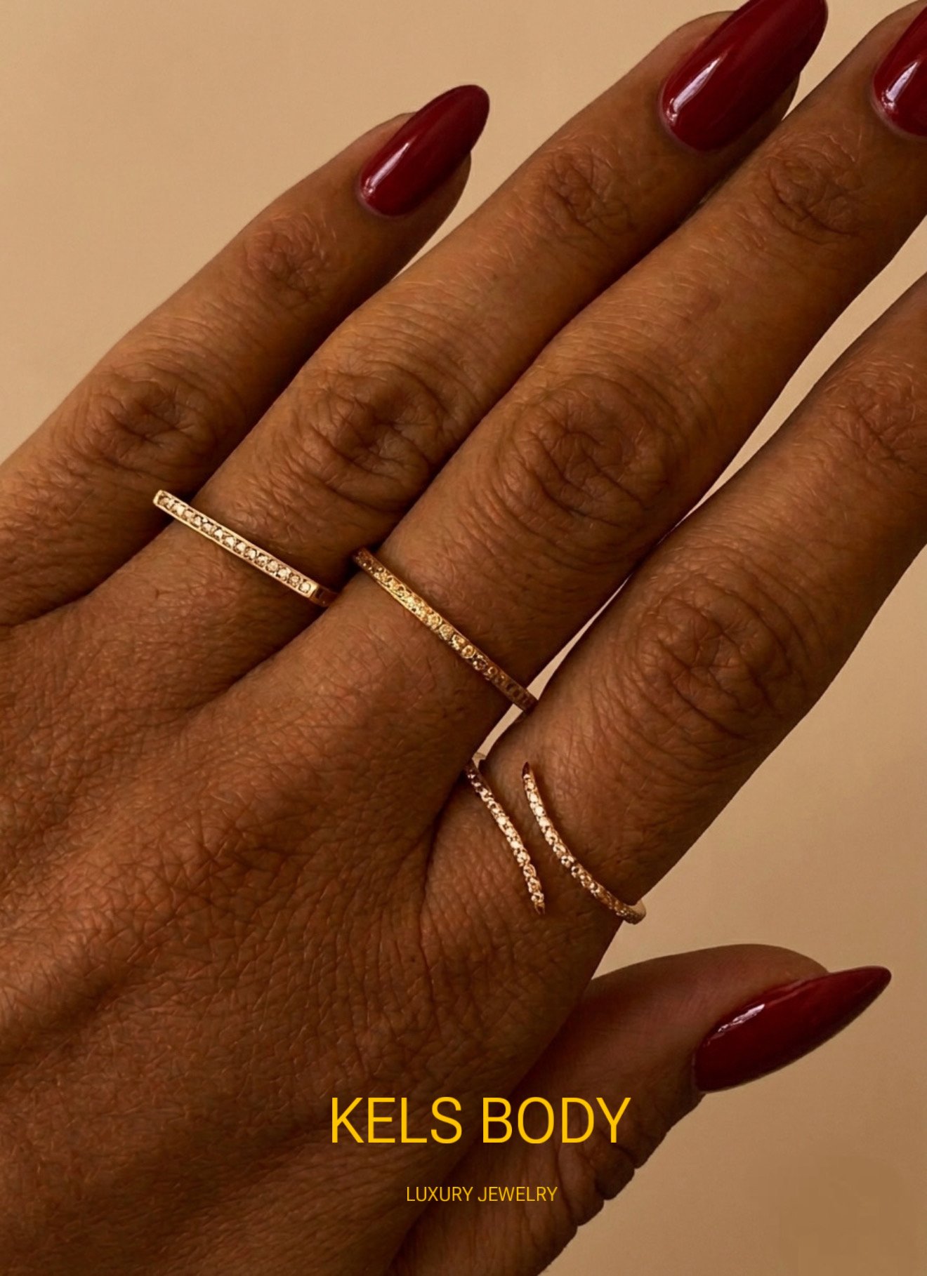3pcs Asymmetrical Ring Set
