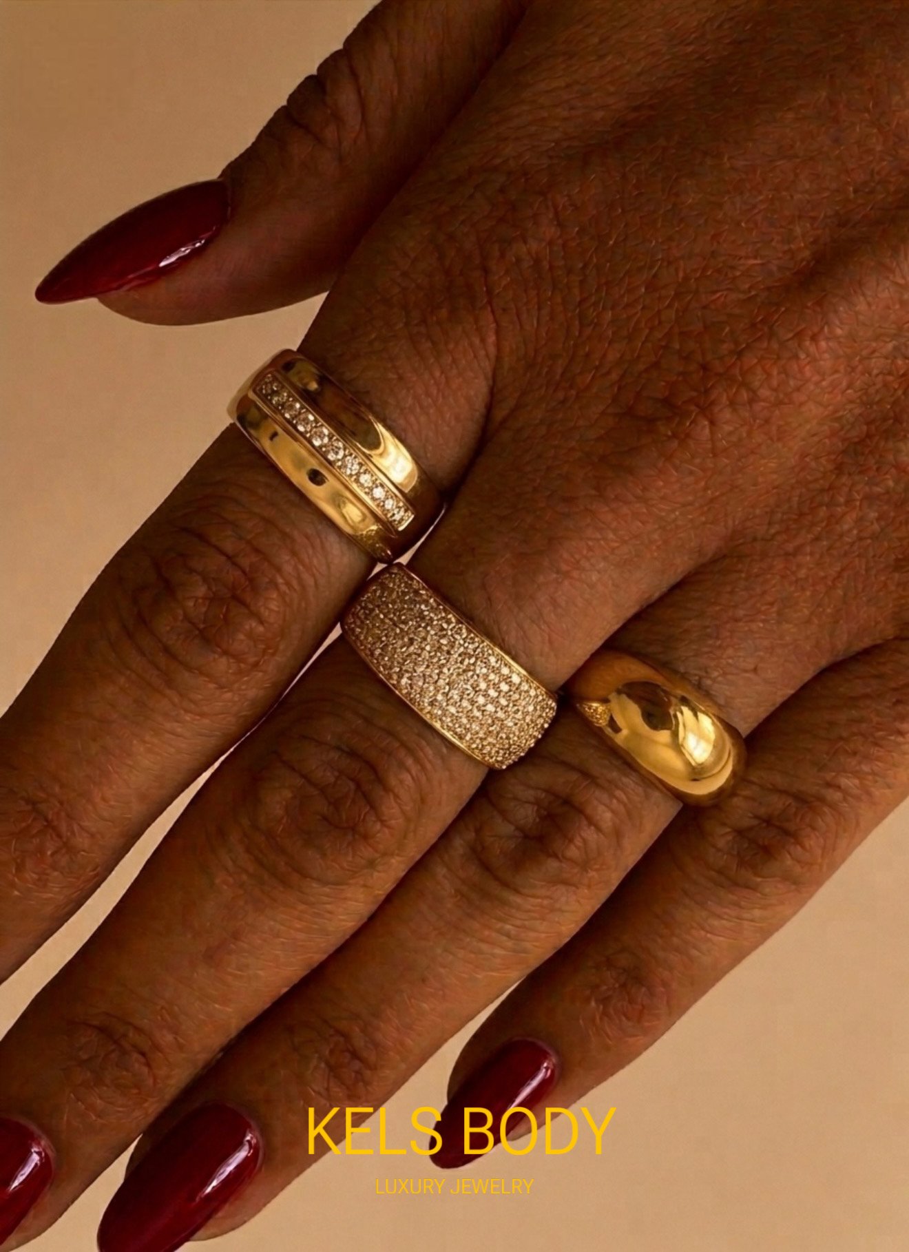 3pcs Asymmetrical Ring Set