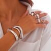 3pcs Geometric Asymetrical Teardrop Metal Bangle Set