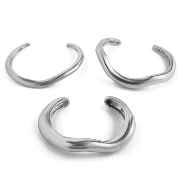 3pcs Geometric Asymetrical Teardrop Metal Bangle Set