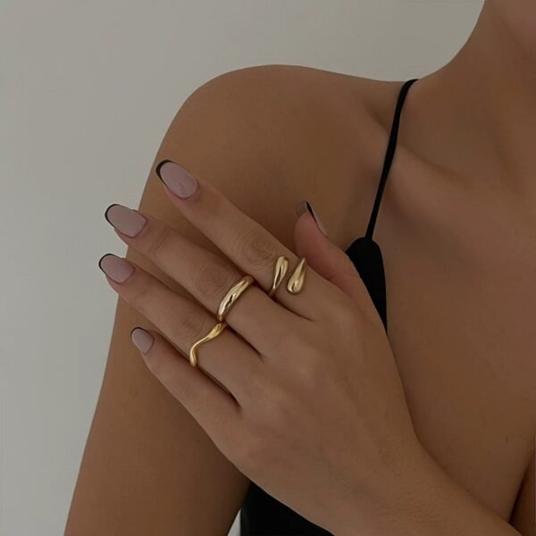 3pcs Asymmetrical Ring Set