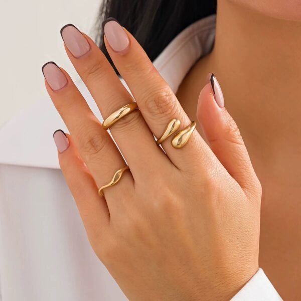 3pcs Asymmetrical Ring Set