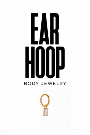 Emerald Cut Drop Ear Hoop