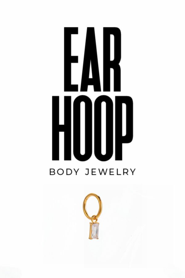 Emerald Cut Drop Ear Hoop